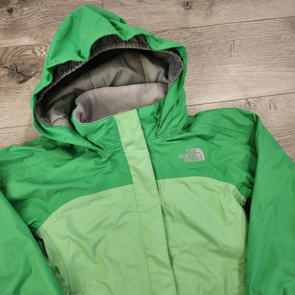 THE NORTH FACE‎ Girls Size XS lightweight hooded Jacket Green Windbreaker
